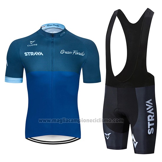 2019 Abbigliamento Ciclismo STRAVA Spento Blu Manica Corta e Salopette