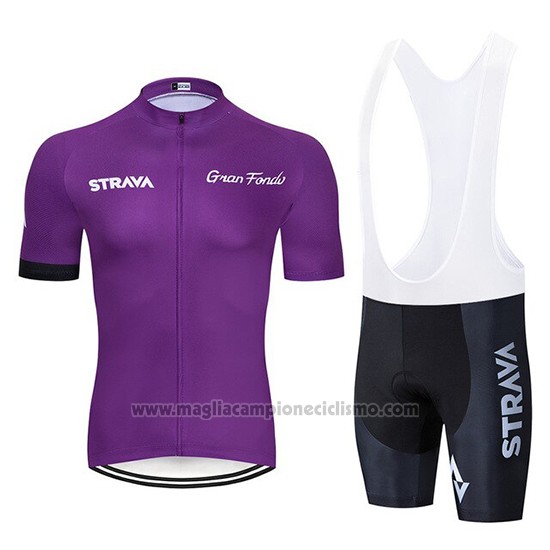 2019 Abbigliamento Ciclismo STRAVA Spento Viola Manica Corta e Salopette