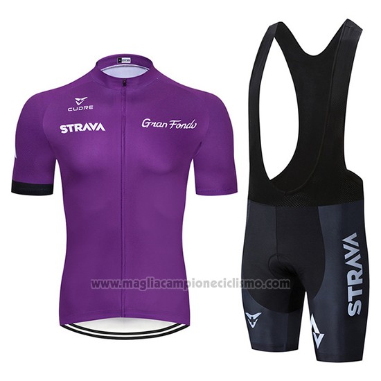 2019 Abbigliamento Ciclismo STRAVA Spento Viola Manica Corta e Salopette