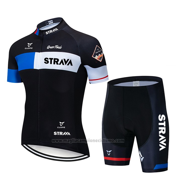 2020 Abbigliamento Ciclismo STRAVA Nero Manica Corta e Salopette