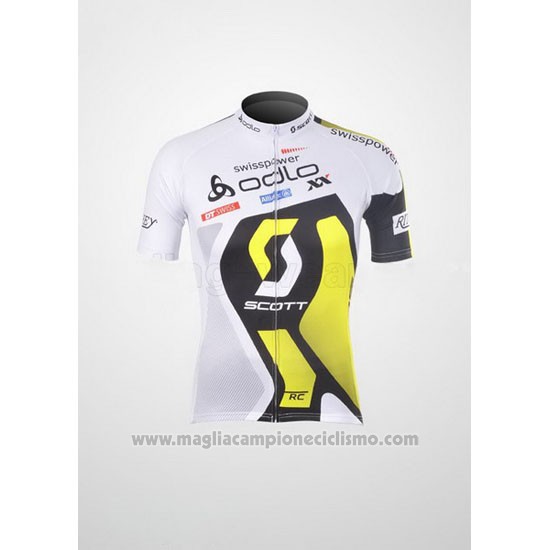 2012 Abbigliamento Ciclismo Scott Bianco e Giallo Manica Corta e Salopette