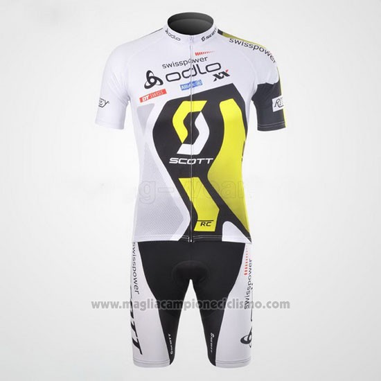 2012 Abbigliamento Ciclismo Scott Bianco e Giallo Manica Corta e Salopette