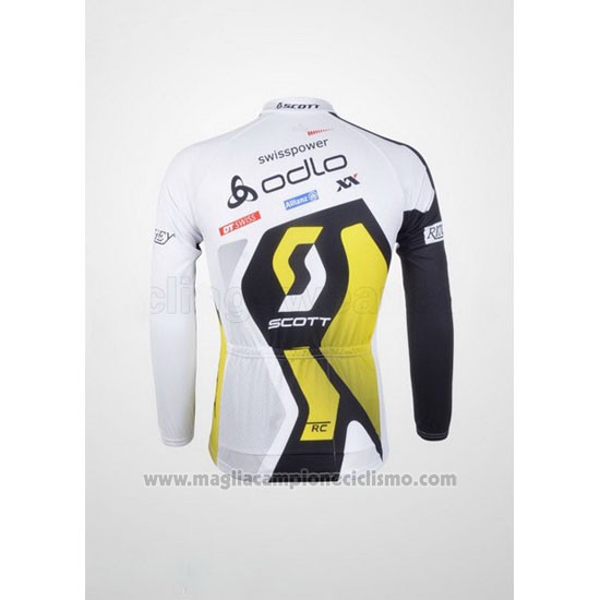 2012 Abbigliamento Ciclismo Scott Bianco e Giallo Manica Lunga e Salopette