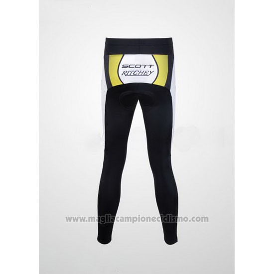 2012 Abbigliamento Ciclismo Scott Bianco e Giallo Manica Lunga e Salopette