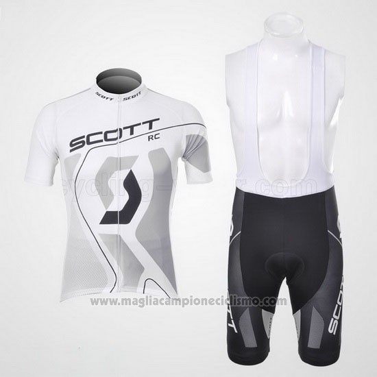 2012 Abbigliamento Ciclismo Scott Bianco e Grigio Manica Corta e Salopette