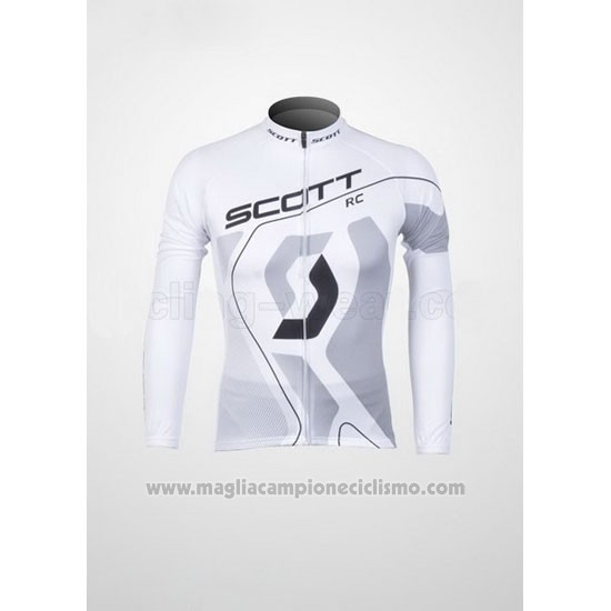 2012 Abbigliamento Ciclismo Scott Bianco e Grigio Manica Lunga e Salopette