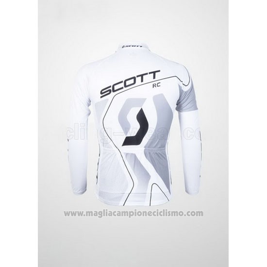 2012 Abbigliamento Ciclismo Scott Bianco e Grigio Manica Lunga e Salopette