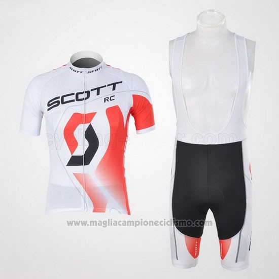 2012 Abbigliamento Ciclismo Scott Bianco e Rosso Manica Corta e Salopette