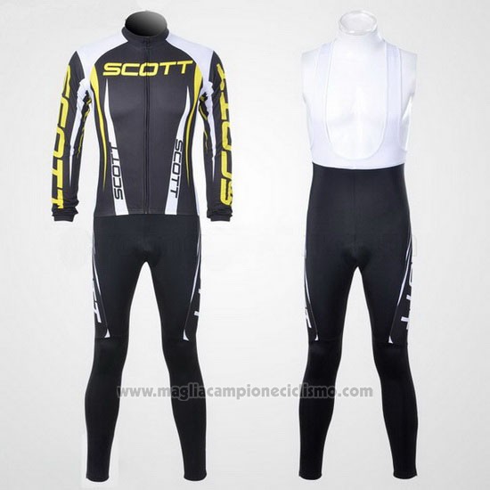 2012 Abbigliamento Ciclismo Scott Grigio e Giallo Manica Lunga e Salopette