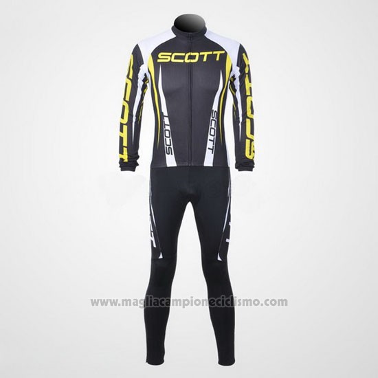 2012 Abbigliamento Ciclismo Scott Grigio e Giallo Manica Lunga e Salopette