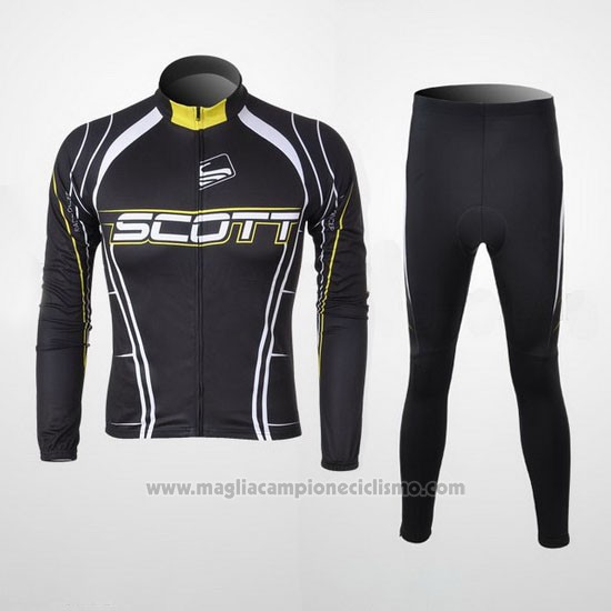 2012 Abbigliamento Ciclismo Scott Nero e Bianco Manica Lunga e Salopette