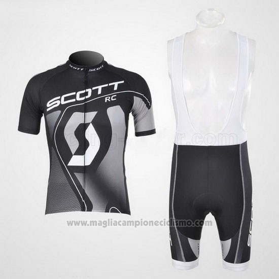 2012 Abbigliamento Ciclismo Scott Nero e Grigio Manica Corta e Salopette