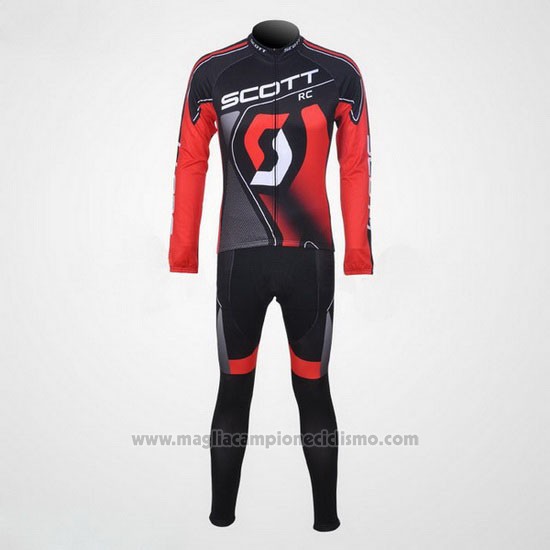2012 Abbigliamento Ciclismo Scott Nero e Rosso Manica Lunga e Salopette