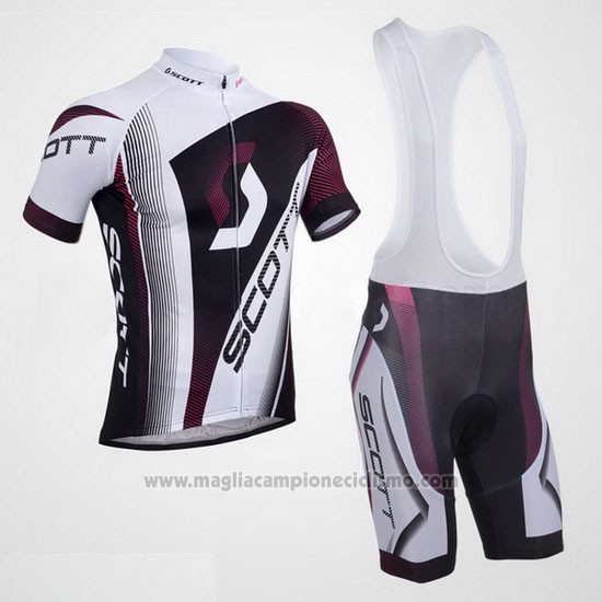 2013 Abbigliamento Ciclismo Scott Bianco e Fuxia Manica Corta e Salopette