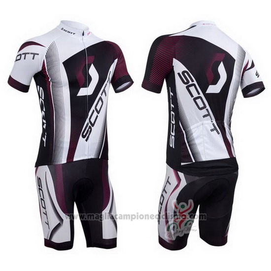 2013 Abbigliamento Ciclismo Scott Bianco e Fuxia Manica Corta e Salopette