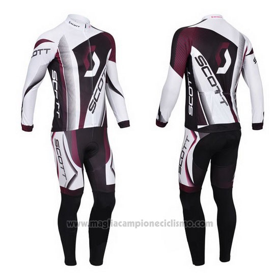 2013 Abbigliamento Ciclismo Scott Bianco e Fuxia Manica Lunga e Salopette