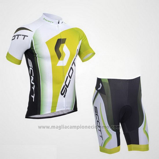 2013 Abbigliamento Ciclismo Scott Bianco e Giallo Manica Corta e Salopette