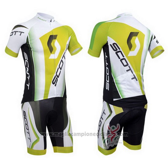 2013 Abbigliamento Ciclismo Scott Bianco e Giallo Manica Corta e Salopette