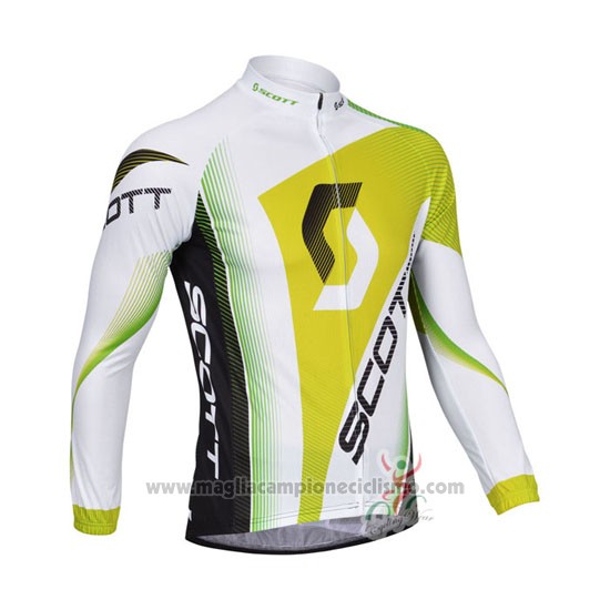 2013 Abbigliamento Ciclismo Scott Bianco e Giallo Manica Lunga e Salopette