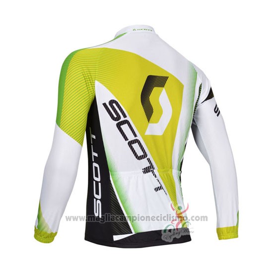 2013 Abbigliamento Ciclismo Scott Bianco e Giallo Manica Lunga e Salopette
