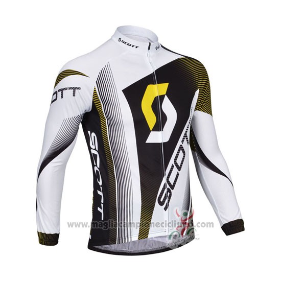 2013 Abbigliamento Ciclismo Scott Bianco e Nero Manica Lunga e Salopette