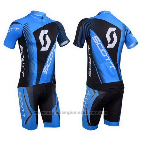 2013 Abbigliamento Ciclismo Scott Blu e Nero Manica Corta e Salopette