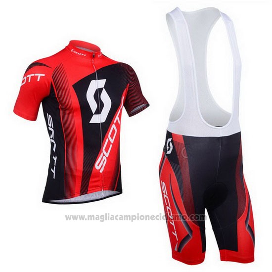 2013 Abbigliamento Ciclismo Scott Nero e Rosso Manica Corta e Salopette