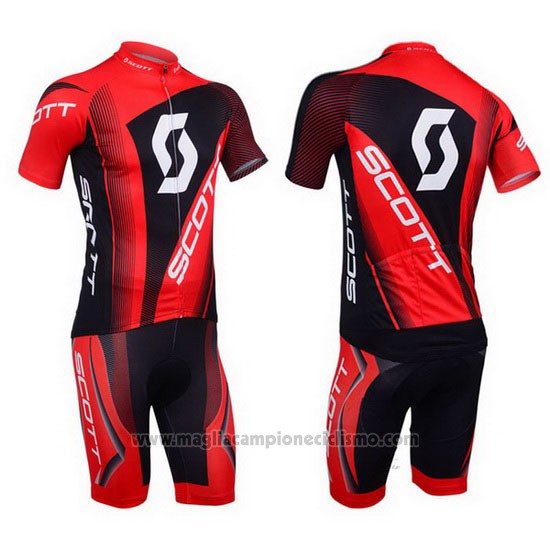 2013 Abbigliamento Ciclismo Scott Nero e Rosso Manica Corta e Salopette