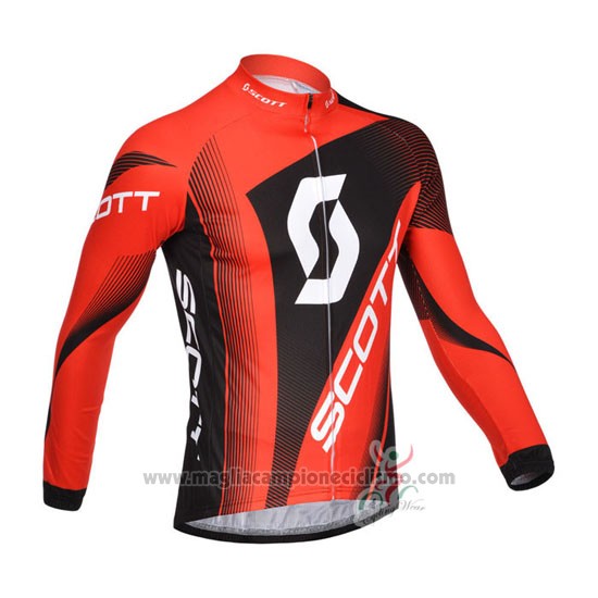2013 Abbigliamento Ciclismo Scott Nero e Rosso Manica Lunga e Salopette