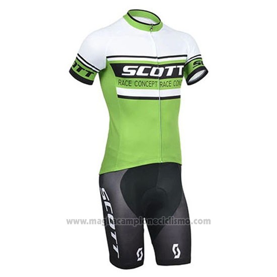2014 Abbigliamento Ciclismo Scott Bianco e Verde Manica Corta e Salopette