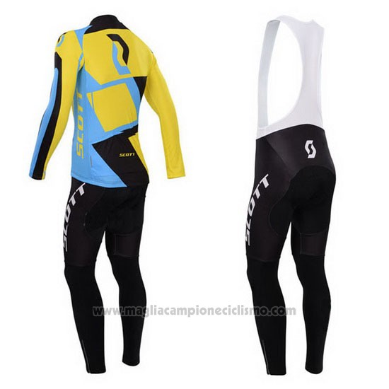 2014 Abbigliamento Ciclismo Scott Giallo e Nero Manica Lunga e Salopette