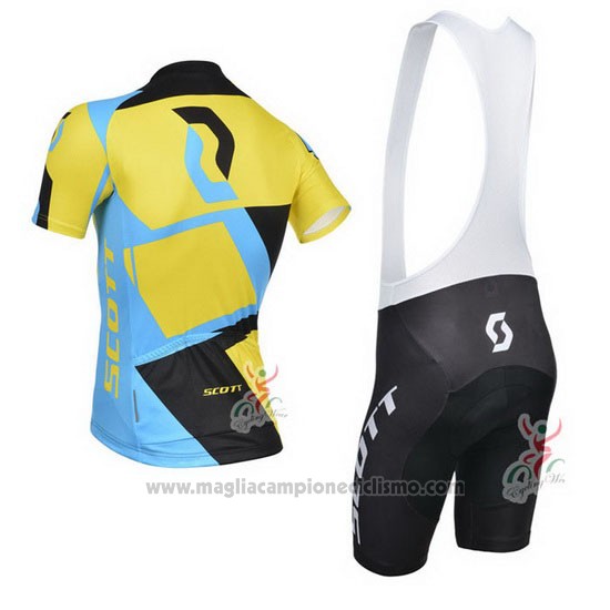 2014 Abbigliamento Ciclismo Scott Nero e Giallo Manica Corta e Salopette