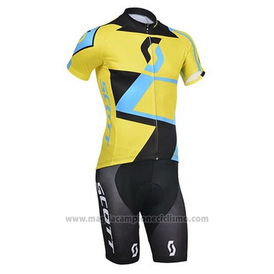 2014 Abbigliamento Ciclismo Scott Nero e Giallo Manica Corta e Salopette