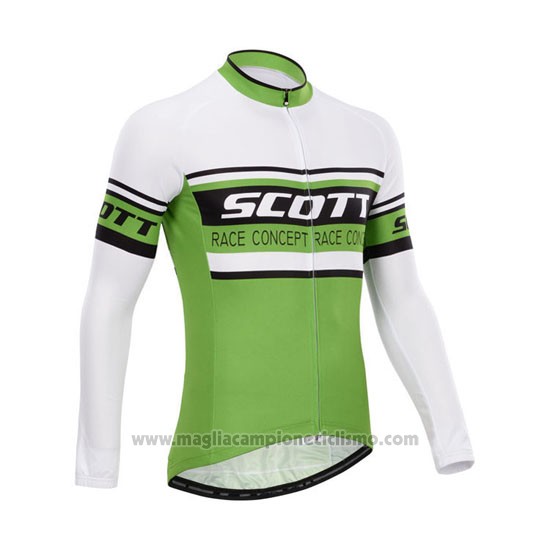 2014 Abbigliamento Ciclismo Scott Verde e Bianco Manica Lunga e Salopette