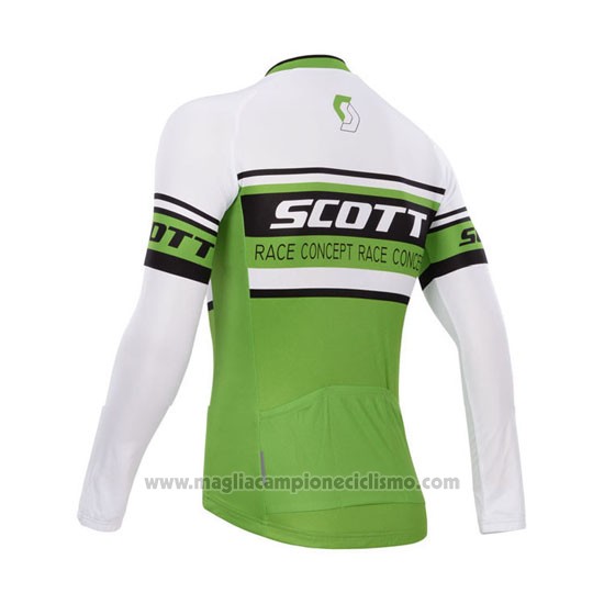 2014 Abbigliamento Ciclismo Scott Verde e Bianco Manica Lunga e Salopette