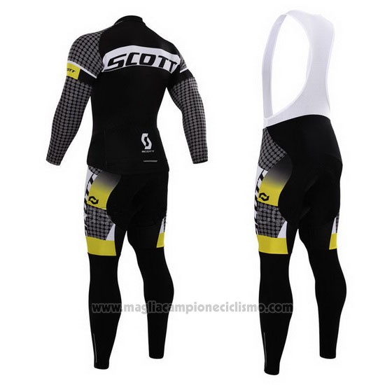 2015 Abbigliamento Ciclismo Scott Bianco e Nero Manica Lunga e Salopette