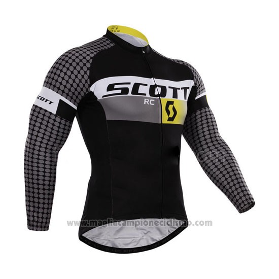 2015 Abbigliamento Ciclismo Scott Bianco e Nero Manica Lunga e Salopette