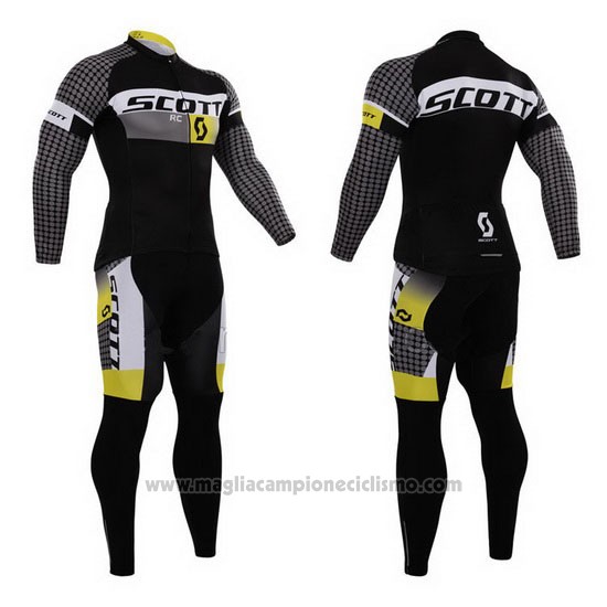 2015 Abbigliamento Ciclismo Scott Bianco e Nero Manica Lunga e Salopette