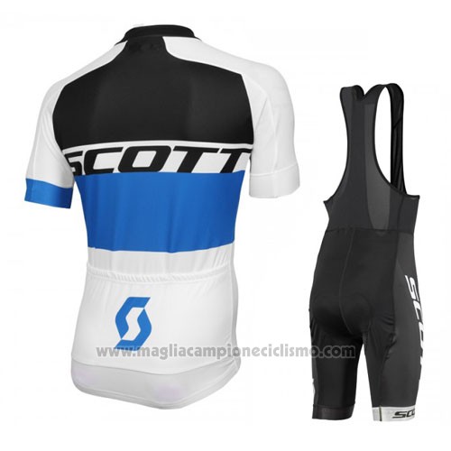 2016 Abbigliamento Ciclismo Scott Bianco e Blu Manica Corta e Salopette