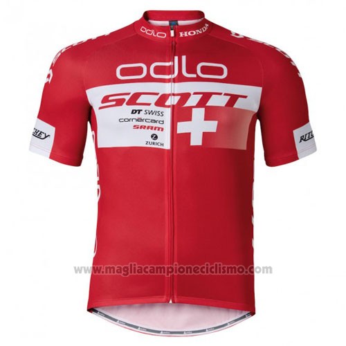 2016 Abbigliamento Ciclismo Scott Bianco e Rosso Manica Corta e Salopette