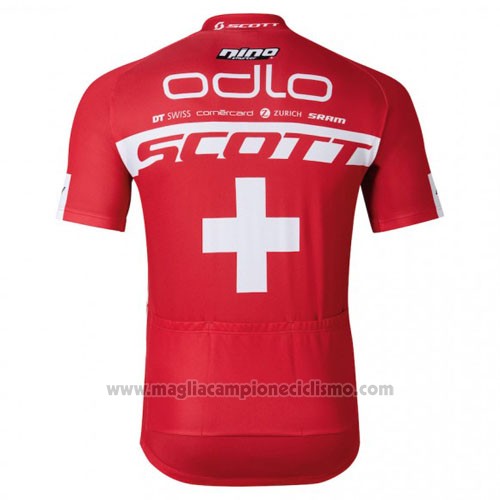 2016 Abbigliamento Ciclismo Scott Bianco e Rosso Manica Corta e Salopette