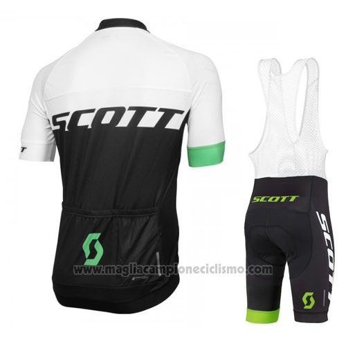 2016 Abbigliamento Ciclismo Scott Bianco e Verde Manica Corta e Salopette