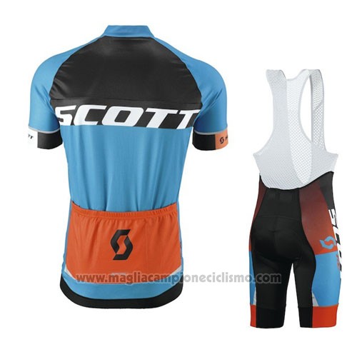 2016 Abbigliamento Ciclismo Scott Blu e Arancione Manica Corta e Salopette