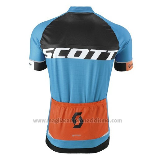 2016 Abbigliamento Ciclismo Scott Blu e Arancione Manica Corta e Salopette