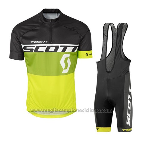 2016 Abbigliamento Ciclismo Scott Giallo e Nero Manica Corta e Salopette