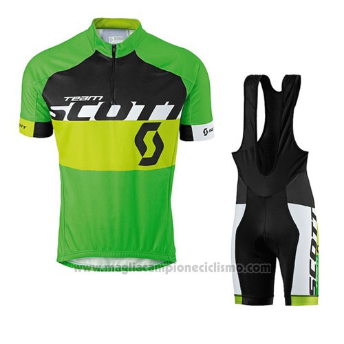 2016 Abbigliamento Ciclismo Scott Giallo e Verde Manica Corta e Salopette