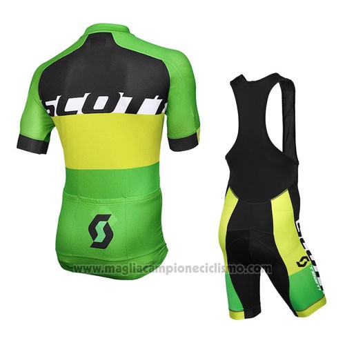 2016 Abbigliamento Ciclismo Scott Giallo e Verde Manica Corta e Salopette