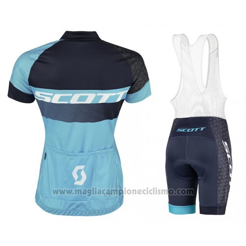 2016 Abbigliamento Ciclismo Scott Nero Blu Manica Corta e Salopette