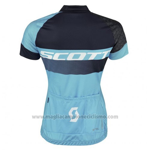 2016 Abbigliamento Ciclismo Scott Nero Blu Manica Corta e Salopette