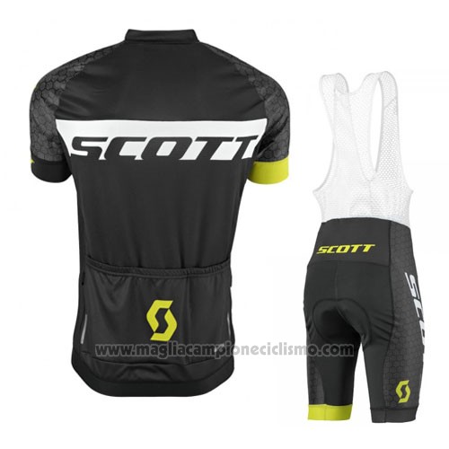 2016 Abbigliamento Ciclismo Scott Nero Giallo Manica Corta e Salopette